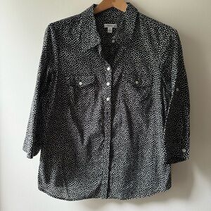 CROFT&BARROW ladies’ M button-up blouse, all cotton - spotty & dotty FUN!